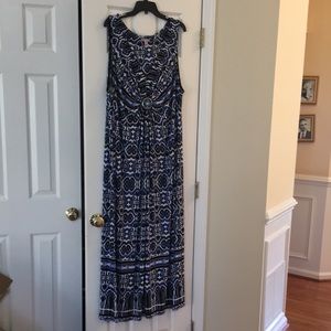 Blue and White Plus Size Maxi Dress 24
